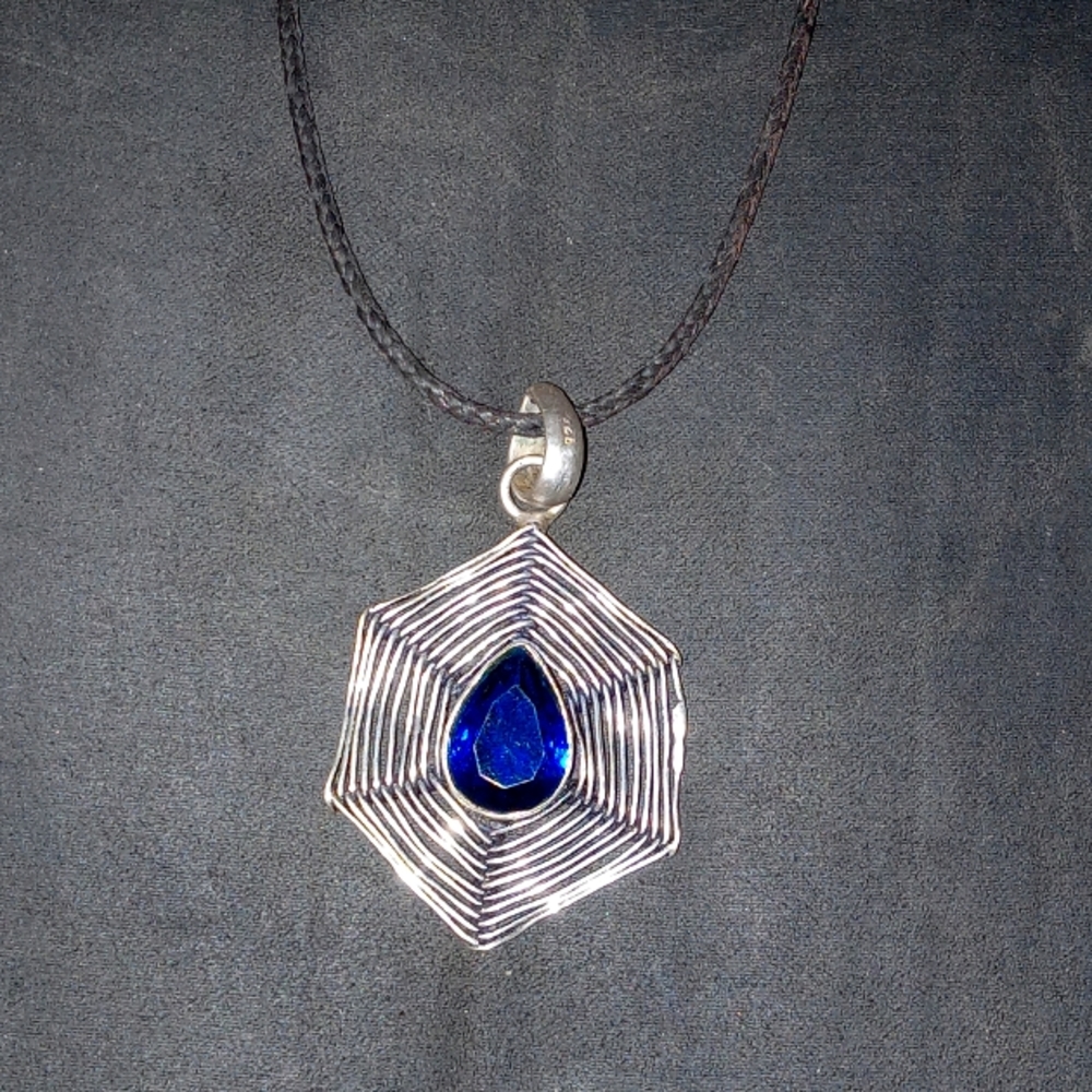Sterling Silver Spider Web Pendant